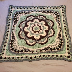 Crocheted Heritage Mandala Baby Girl Blanket - Soft and Cozy, 42 Inches Square