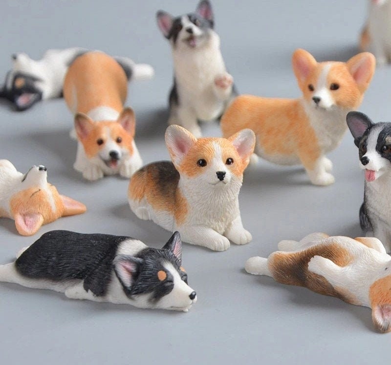 Mixed Colour Cute Figurine Dog Resin Miniatures Mini Etsy