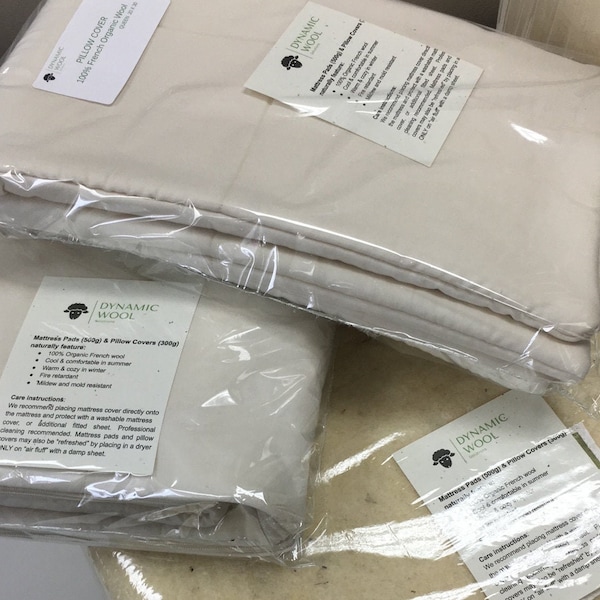 Sheep wool pillow cover protector set of 2 queen size Made in USA