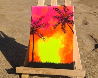 Endless Sunset; Original Acrylic Palm Tree Painting from Tropical Maui,  Hawaii