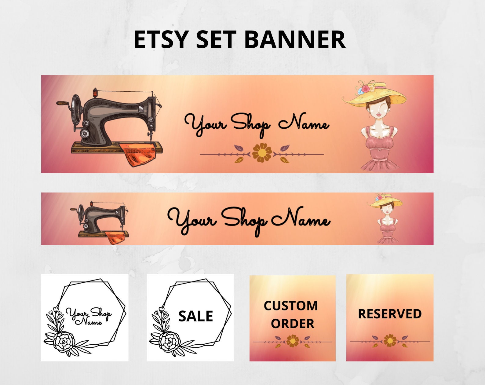 Sewing machine sewing shop banner mannequin banner sewn kit Etsy