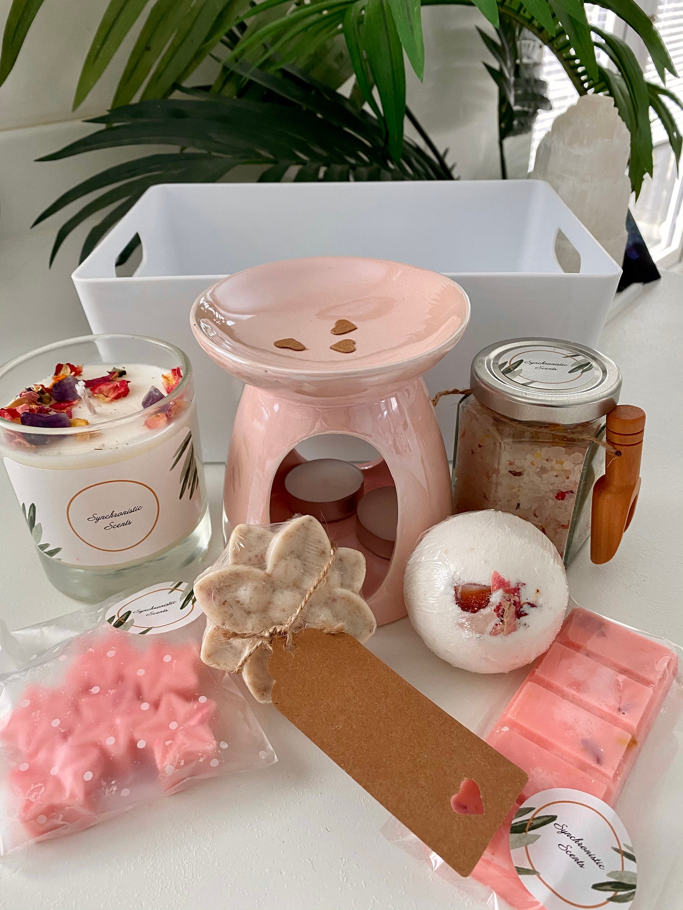 Large hamper Spa Day Gift Set with wax burner crystal Etsy