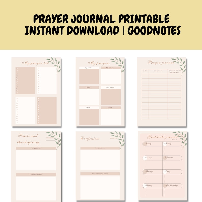 Daily Prayer Journal, Bujo Printables , Bible Study Journal, Journal