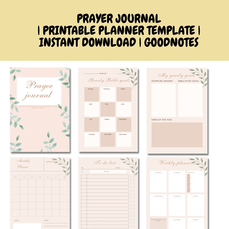 Daily Prayer Journal, Bujo Printables , Bible Study Journal, Journal