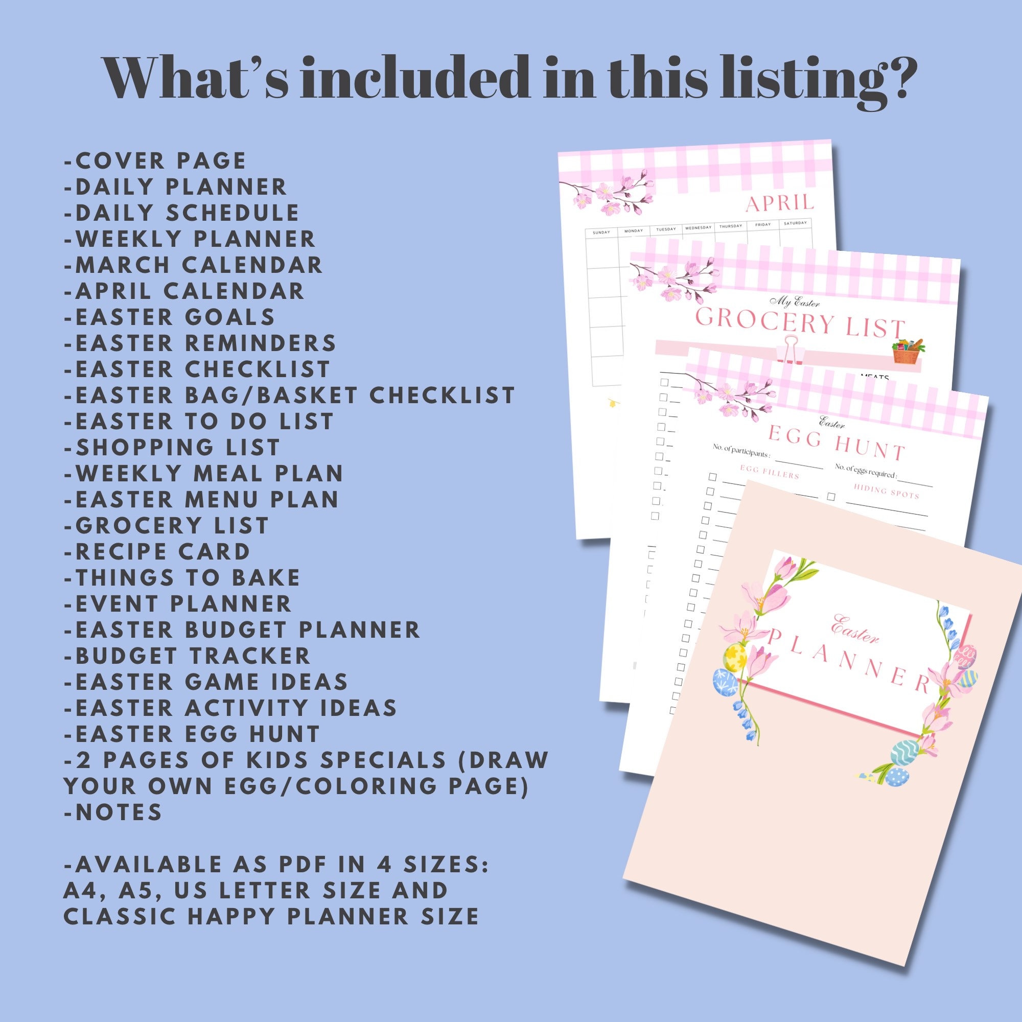 Easter Holiday Planner Free Printable