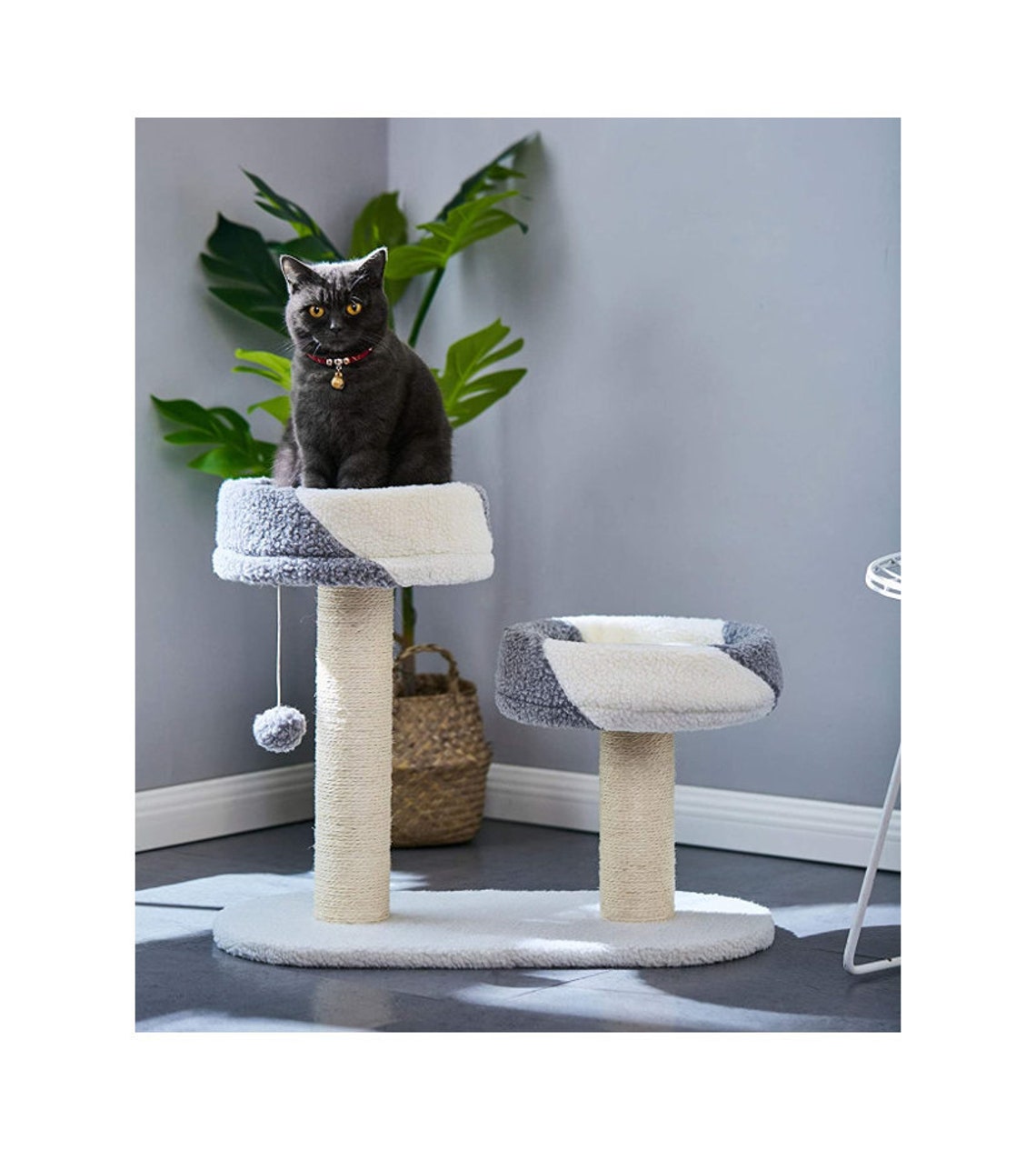 2 Tier Cat Tree Platforms with Scratching Posts Sherpa Perch Etsy
