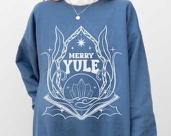 CAN/WW Listing - Merry Yule Crewneck Sweatshirt | Cozy Winter Apparel, Holiday Gift, Unisex Fashion, Seasonal Sweater, Yule Celebration
