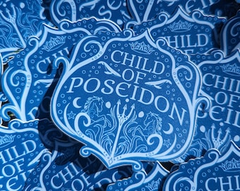 Child of Poseidon - Waterproof Sticker Greek Mythology - God of the Sea, greek god, half-blood, demigod sticker, greek parent - made in CAN