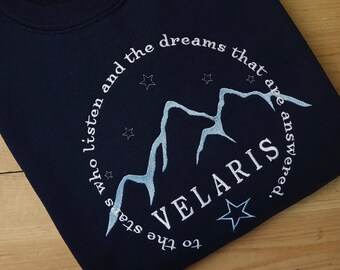 VELARIS embroidered sweater ACOTAR book series - To the stars who listen and the dreams that are answered crewneck- Rhysand and Feyre