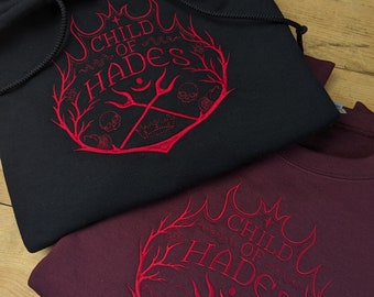 Child of Hades - King of the Underworld - Greek Gods, Demigod and Half-Blood embroidered crewneck- God of hell Mythology