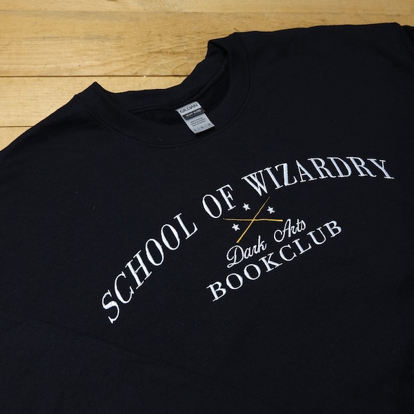 ONE LARGE - Black School of Wizardry Dark Arts Bookclub - Witch and Wizard book sweater - Magical reader crewneck