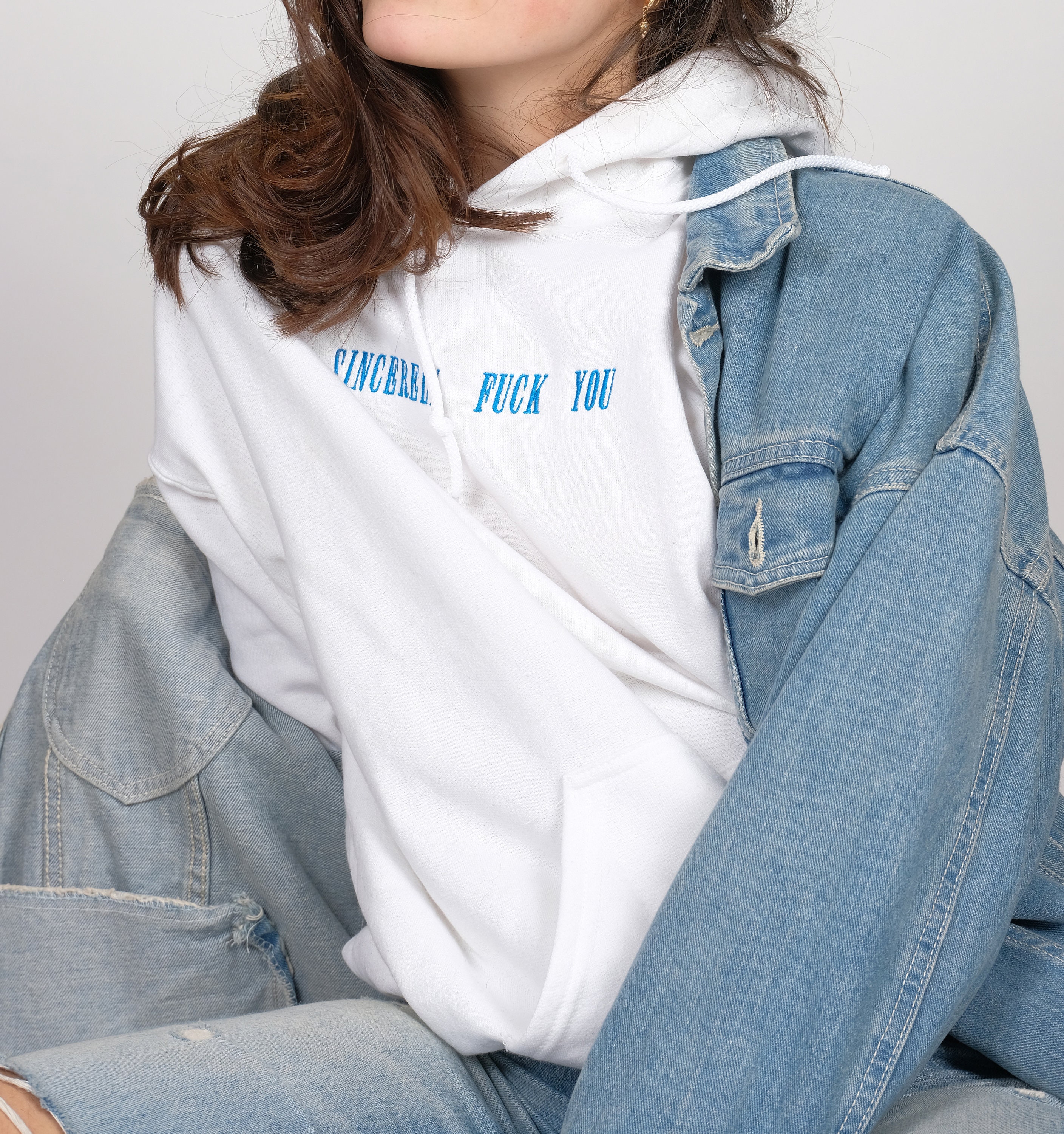 CUSTOM HOODIE Embroidered SENTENCE or You Choice Etsy