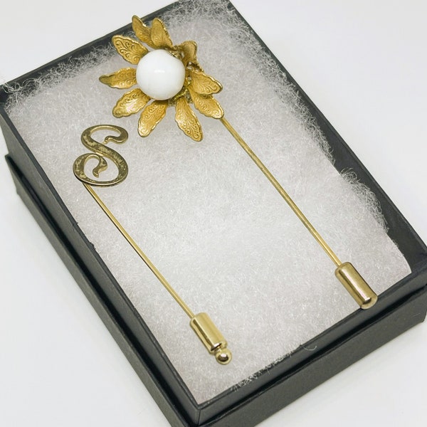 Vintage Jewelry Lot Stick Pins, Vintage Gold Flower Stick Pin for Women, Vintage Letter Stick Pin Signed B-Ster, Gifts for Grandma