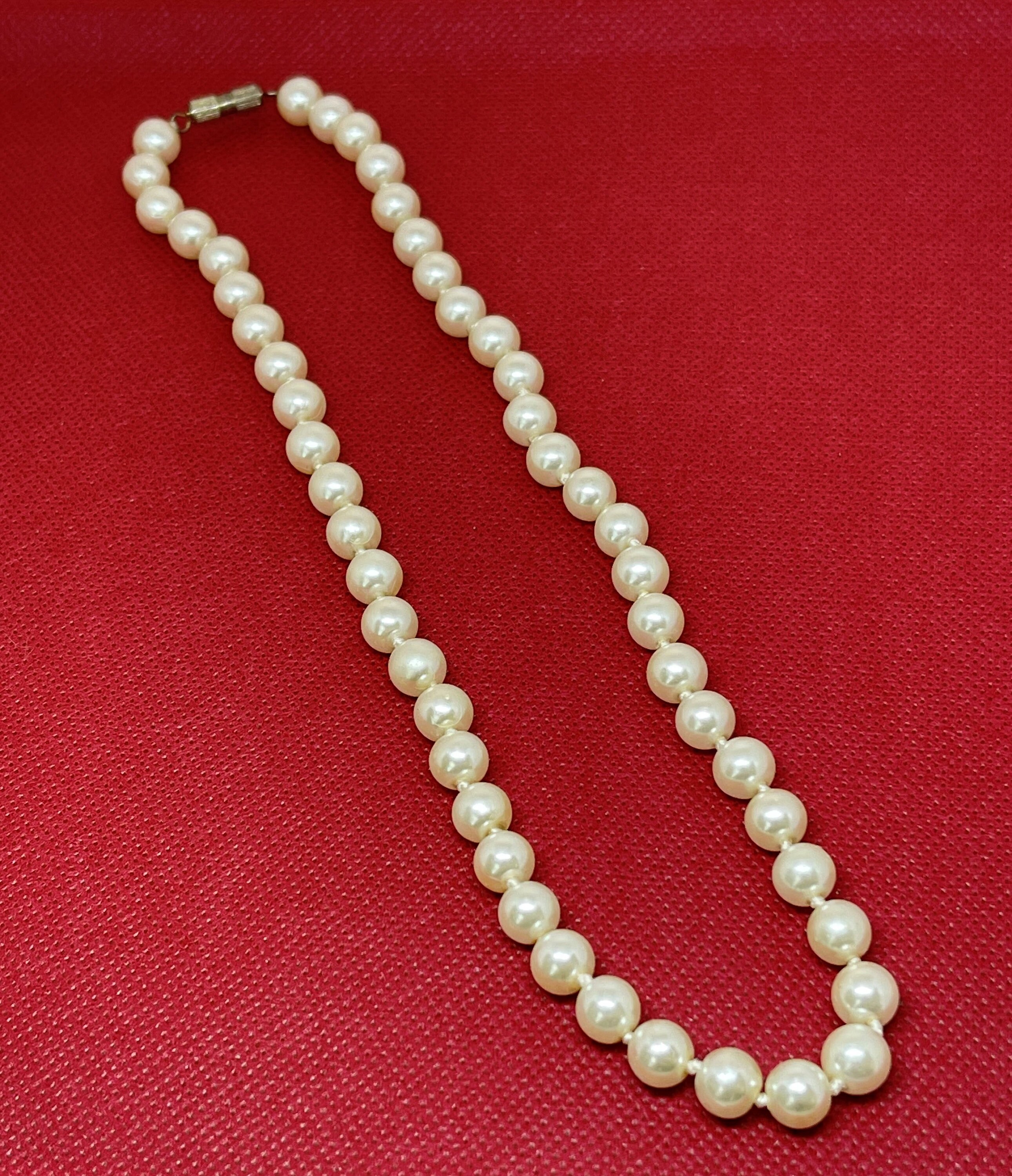 Vintage Pearl Necklace with Screw Clasp//Choker Pearl Etsy
