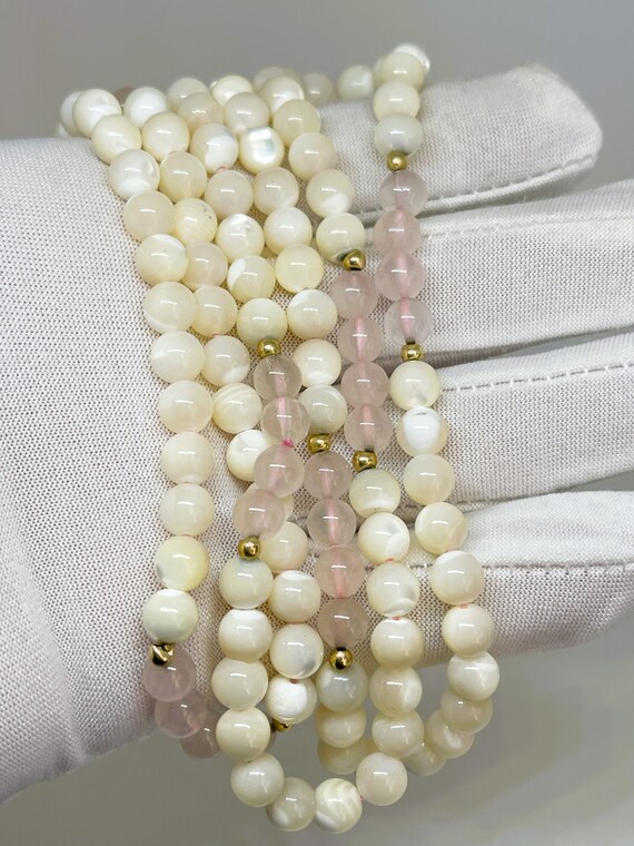 Vintage Round Glass Beaded Necklace Milky White, … - image 7