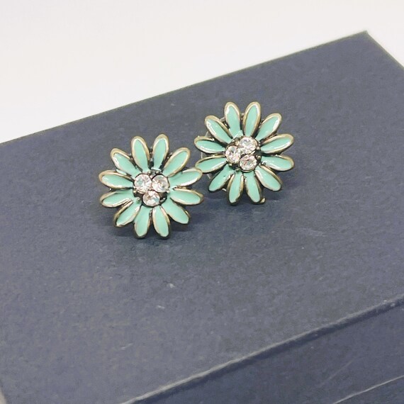 Vintage Blue Daisy Dainty Earrings, Flower Earrin… - image 8