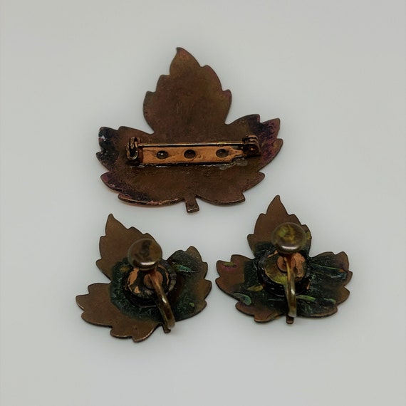 Orange and Yellow Fall Leaves Brooch and Earring … - image 3