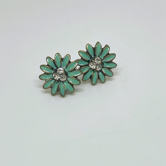 Vintage Blue Daisy Dainty Earrings, Flower Earrin… - image 6