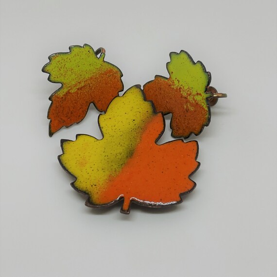 Orange and Yellow Fall Leaves Brooch and Earring … - image 2