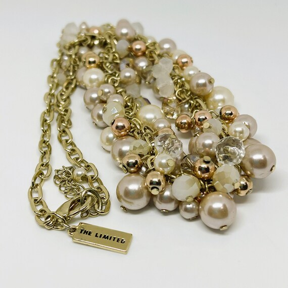 Vintage Cluster Necklace Shades of Champagne, Sig… - image 5