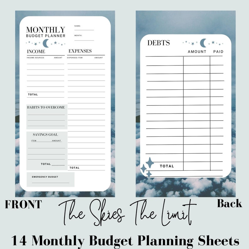 Monthly Budget Planner Sheets for an A6 Binder - Etsy