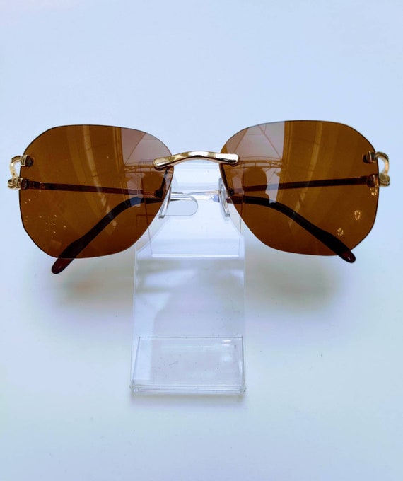 Frameless Brown Lens Gold Frame Sunglasses.frameless Gold - Etsy