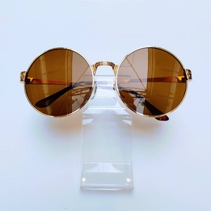Circle Gold Color Full Frame Brown Lens Sunglasses.