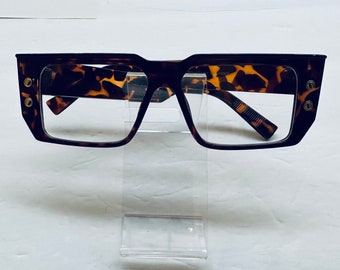 Rectangular Full Cheetah  Print Frame ( Shiny) Clear Lens ( Slightly Tinted) Glasses. Full Cheetah  Print Frame Glasses.