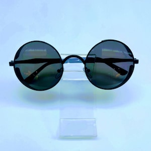 Gothic Steampunk Black Lens Black Frame Sunglasses. Full Metal Black Frame Sunglasses. Free Shipping. image 1