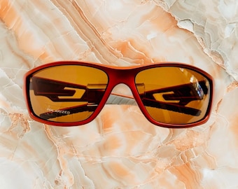 Men's Orange Frame Polarized Sunglasses: Sports Biker Style