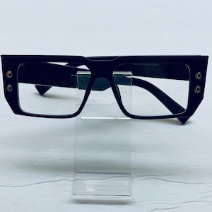 Rectangular Full Black Frame ( Shiny) Clear Lens ( Slightly Tinted) Glasses. Full Black Frame Glasses.