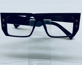 Rectangular Full Black Frame ( Shiny) Clear Lens ( Slightly Tinted) Glasses. Full Black Frame Glasses.