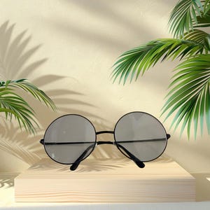 Oversized Circle Black Color Metal Frame  Clear Lens ( Lightly Tinted) Eye Glasses.