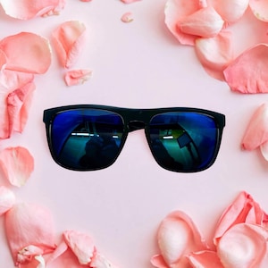Rectangular Black Full Frame ( Matte Finish) Blue Polarized Lens Sunglasses. Matte Finish Full Frame Polarized Sunglasses.