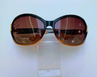 Polarized Two Tone  (Black At Top & Brown At Bottom) Frame Brown Lens Sunglasses. Polarized Sunglasses. Fashion Sunglasses.