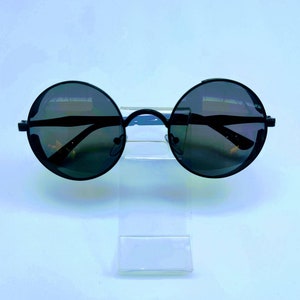Gothic Steampunk Black Lens Black Frame Sunglasses. Full Metal Black Frame Sunglasses. Free Shipping. image 5