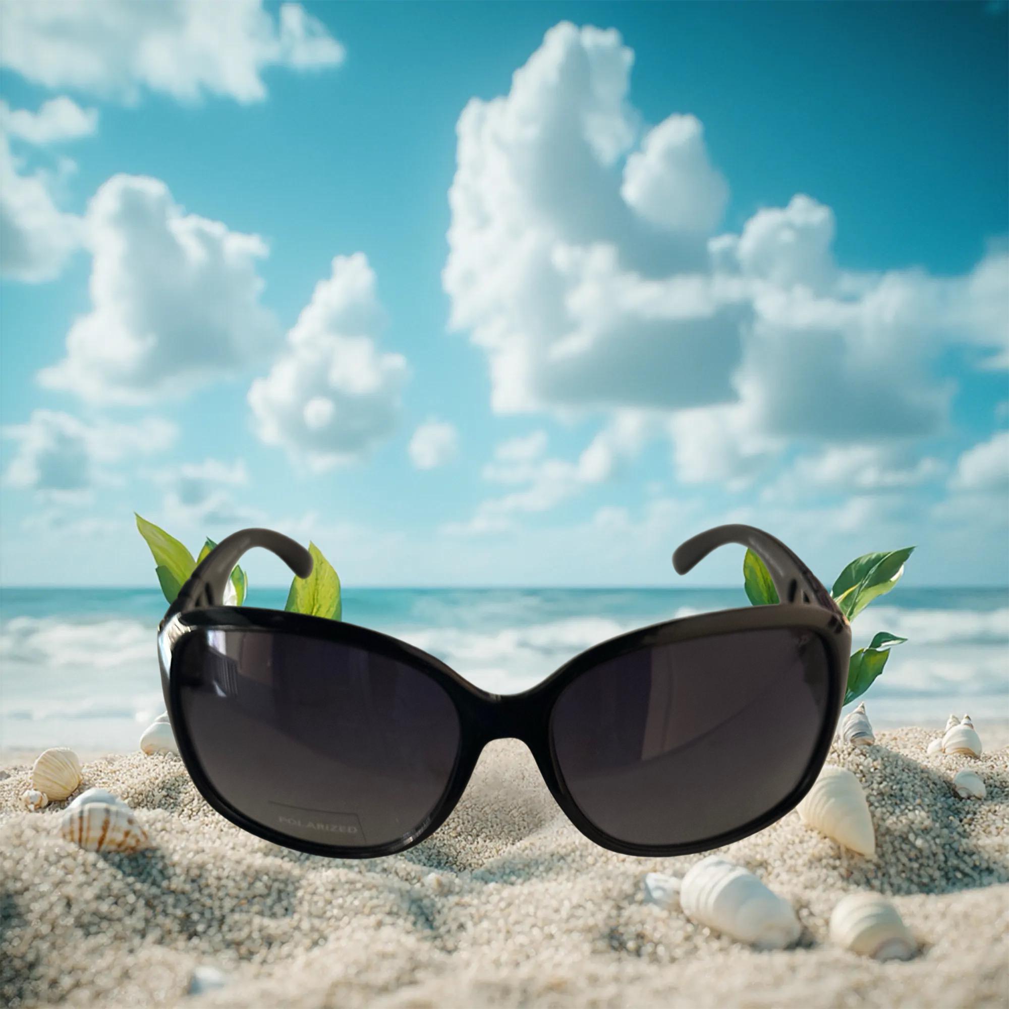 Two Tone Polarized Sunglasses: Black & Brown Frame, UV 400 
