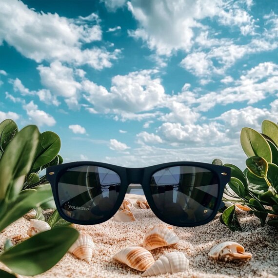 Matte Black Polarized Sunglasses: Rectangular Full Frame - Etsy display picture 2