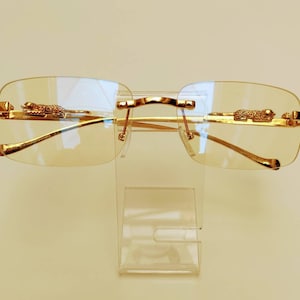 Frameless Square Clear Lens(Slightly Tinted) Gold Frame Glasses. Gold Frame Glasses. Frameless Glasses.