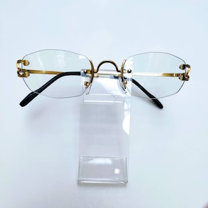 Rimless Clear Lens Unisex Gold Metal Glasses. Free Shipping.