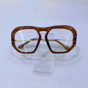 Oversized Rectangular Brown Full Frame Clear Lens Glasses. Oversized Glasses. Clear Lens Glasses.