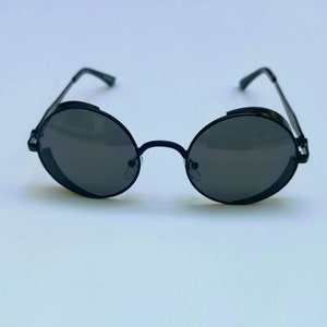 Gothic Steampunk Black Lens Black Frame Sunglasses. Full Metal Black Frame Sunglasses. Free Shipping. image 10