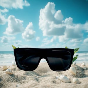 Oversized Rectangular Polarized Full Frame (Matte Finish )Black Lens Sunglasses. Polarized Sunglasses. Unisex Polarized Sunglasses.