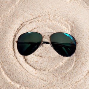 Polarized Large Size Aviator French Blue Gold Color Frame Sunglasses. Unisex Sunglasses. Polarized Lens Sunglasses.