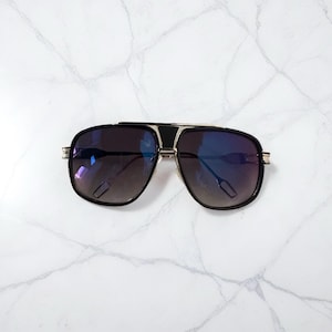 Black & Silver Rectangular Glasses. Unisex Blue Lens, Full Frame