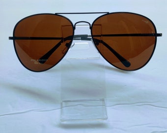 Polarized Large Size Aviator Brown Full Metal Frame Brown Color Lens Sunglasses. Unisex Sunglasses. Polarized Lens Sunglasses.