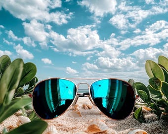 Polarized Aviator Sunglasses, French Blue Lens, Gold Frame