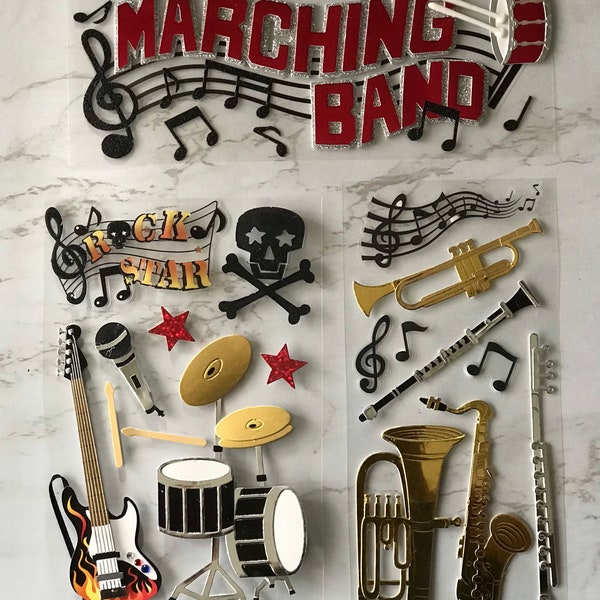 Marching Band stickers, 3d stickers, Instruments stickers, scrapbook  stickers, affordable stickers
