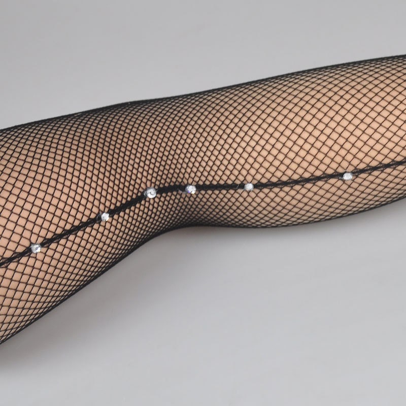 Black Stockings with Line of Rhinestones | Etsy