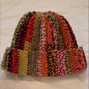 Unisex Multicolor Scrap Crochet Beanie Handmade Hat